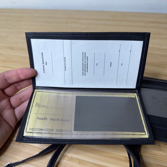 Vintage Laura Gayle Leather Wallet Black Wristlet Crossbody Deadstock NWT - Picture 7 of 10